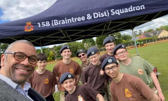 James Cleverly MP with 158 (Braintree & District) Squadron, Royal Air Force Air Cadets.