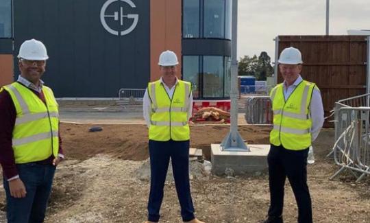 James Cleverly visits the construction site of the Gridserve - the World's first electric forecourt