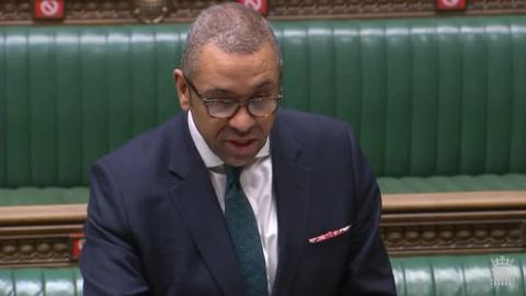 James Cleverly MP speaking at the Dispatch Box in the House of Commons