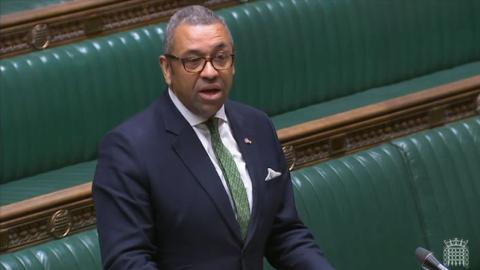 James Cleverly MP speaking at the Dispatch Box in the House of Commons